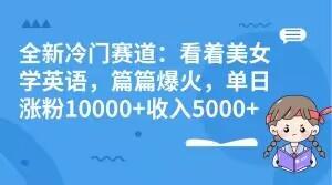 全新冷门赛道：看着美女学英语，篇篇爆火，单日涨粉10000+收入5000+-九洲网