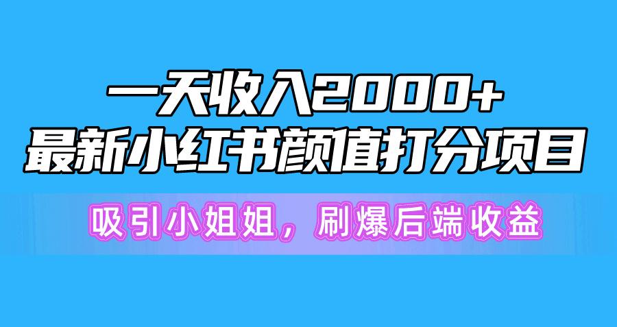 一天收入2000+，最新小红书颜值打分项目，吸引小姐姐，刷爆后端收益-九洲网