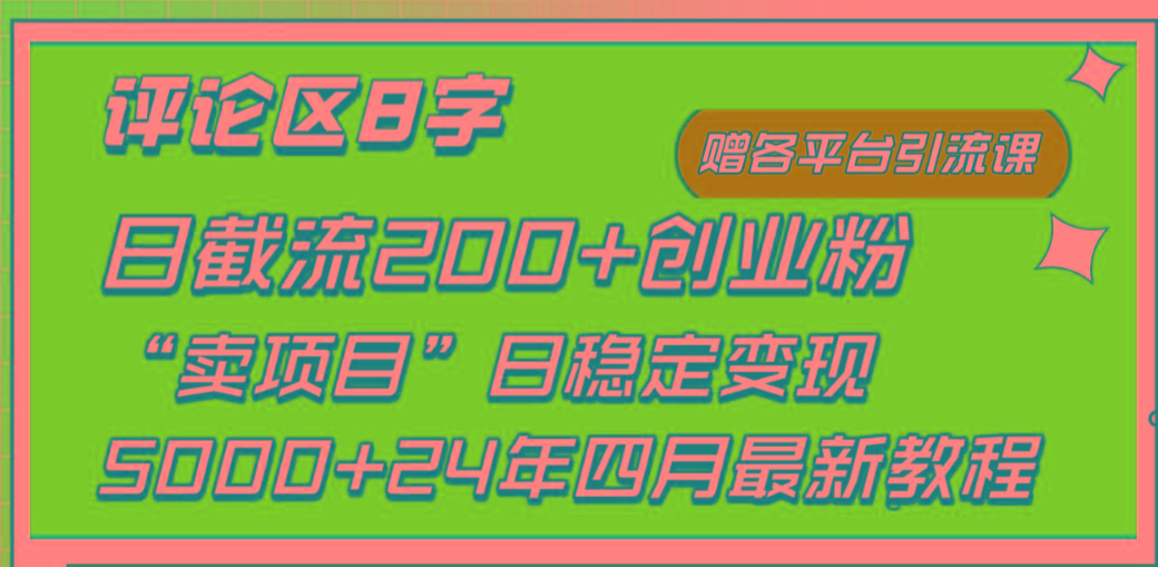 (9851期)评论区8字日载流200+创业粉  日稳定变现5000+24年四月最新教程！-九洲网