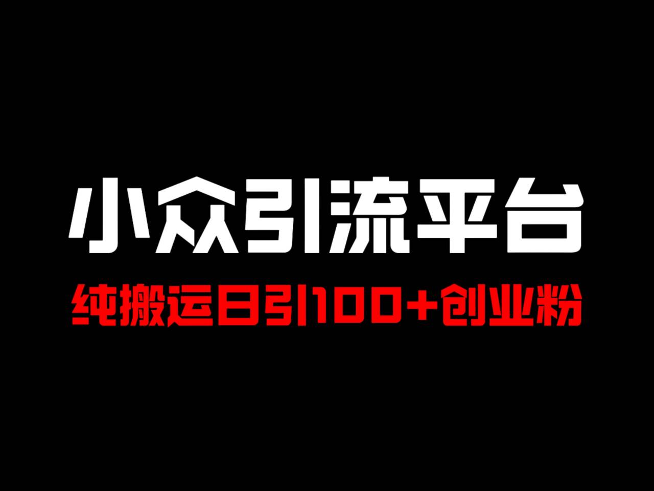 冷门引流平台，纯搬运日引100+高质量年轻创业粉！-九洲网