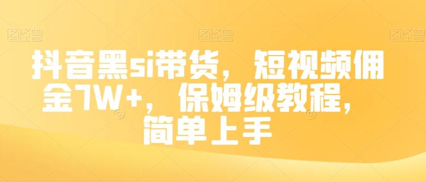 抖音黑si带货，短视频佣金7W+，保姆级教程，简单上手【揭秘】-九洲网
