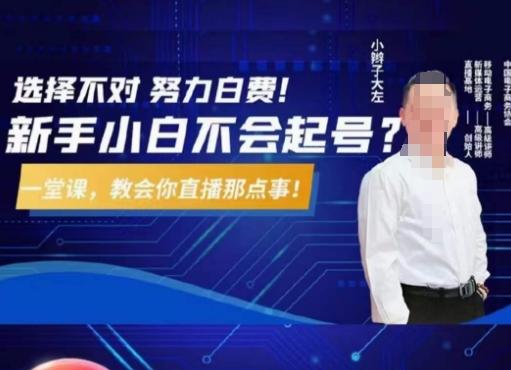 大左教您从0到1做直播带货，选择不对，努力白费，5小时课程搞定那点事，解决你起号问题-九洲网