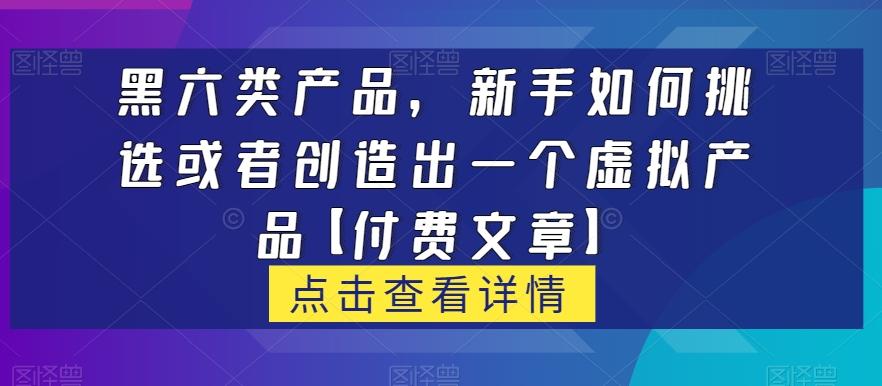 黑六类虚拟产品，新手如何挑选或者创造出一个虚拟产品【付费文章】-九洲网