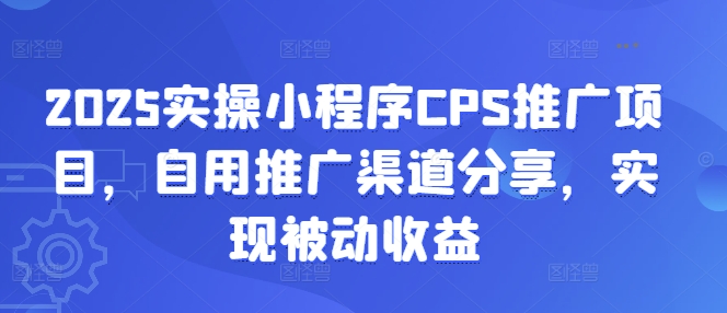 2025实操小程序CPS推广项目，自用推广渠道分享，实现被动收益-九洲网