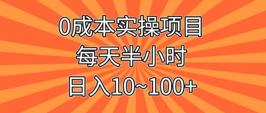 0成本实操项目，每天半小时，日入10~100+-九洲网