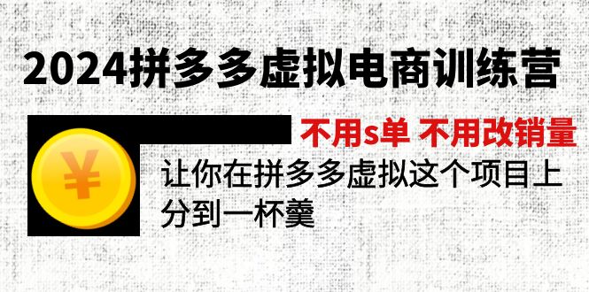 2024拼多多虚拟电商训练营 不s单 不改销量  做虚拟项目分一杯羹(更新10节-九洲网