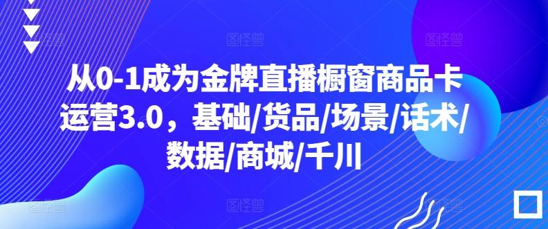 从0-1成为金牌直播橱窗商品卡运营3.0，基础/货品/场景/话术/数据/商城/千川-九洲网
