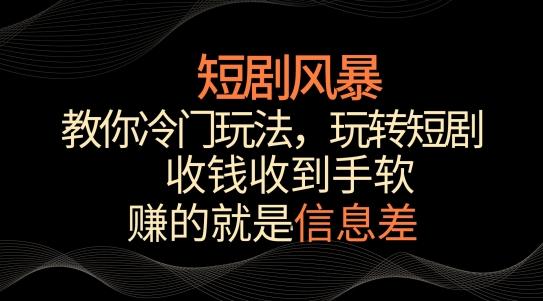 短剧风暴，教你冷门玩法，玩转短剧，收钱收到手软【揭秘】-九洲网