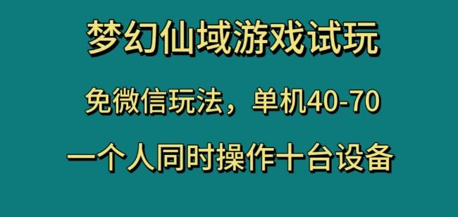 梦幻仙域游戏试玩，免微信玩法，单机40-70，一个人同时操作十台设备【揭秘】-九洲网