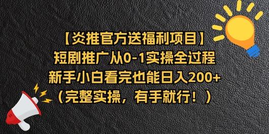【炎推官方送福利项目】短剧推广从0-1实操全过程，新手小白看完也能日...-九洲网
