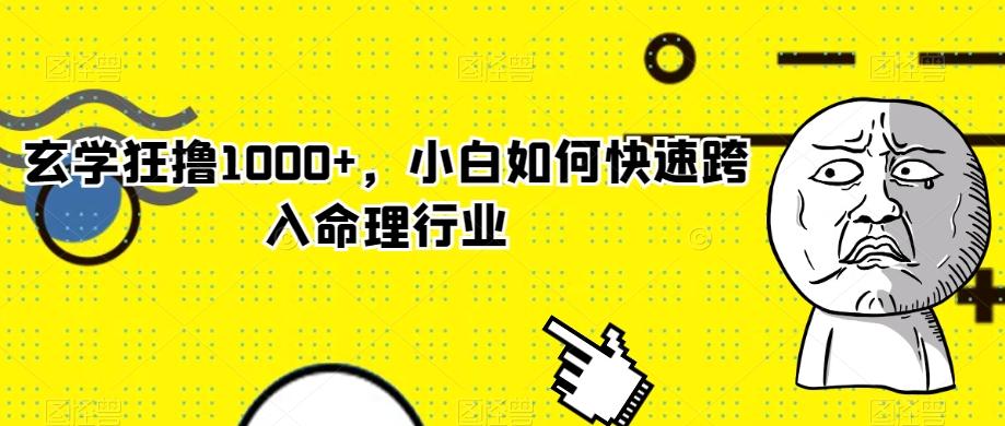 玄学狂撸1000+，小白如何快速跨入命理行业-九洲网