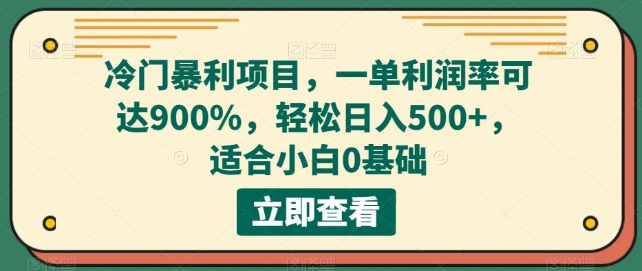 冷门暴利项目，一单利润率可达900%，轻松日入500+，适合小白0基础-九洲网