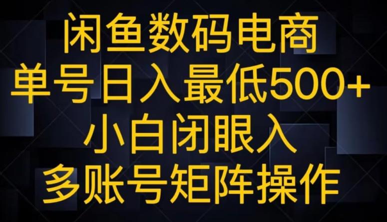 闲鱼数码电商，单号日入最低500+，小白闭眼入，多账号矩阵操作-九洲网
