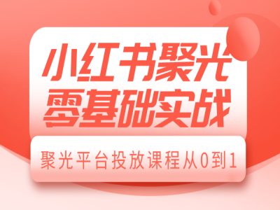 小红书聚光零基础实战，聚光平台投放课程从0到1-九洲网