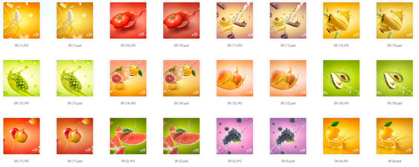 餐饮水果PS模版设计素材17款-九洲网