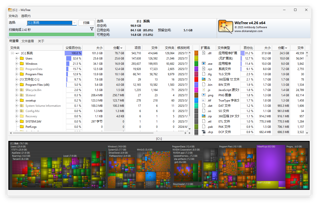 WizTree磁盘分析工具v4.30便携版-九洲网