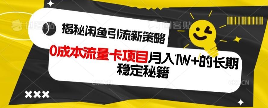 揭秘闲鱼引流新策略：0成本流量卡项目，月入1W+的长期稳定秘籍-九洲网