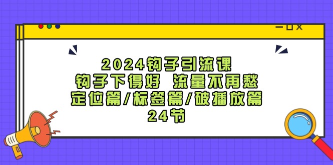 2024钩子引流课：钩子下得好流量不再愁，定位篇/标签篇/破播放篇/24节-九洲网