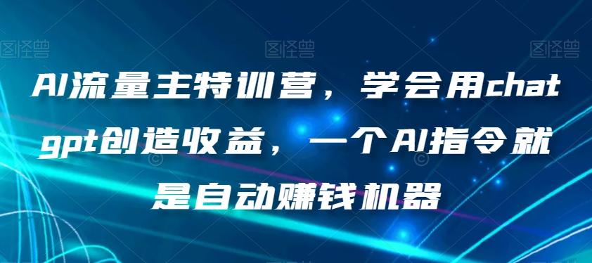 AI流量主特训营，学会用chatgpt创造收益，一个AI指令就是自动赚钱机器-九洲网
