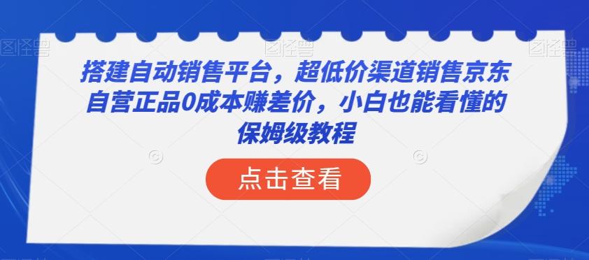 搭建自动销售平台，超低价渠道销售京东自营正品0成本赚差价，小白也能看懂的保姆级教程【揭秘】-九洲网
