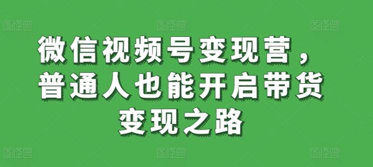 微信视频号变现营，普通人也能开启带货变现之路-九洲网