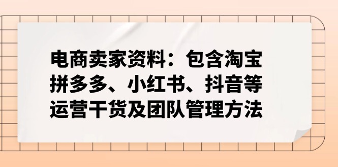 电商卖家资料：包含淘宝、拼多多、小红书、抖音等运营干货及团队管理方法-九洲网