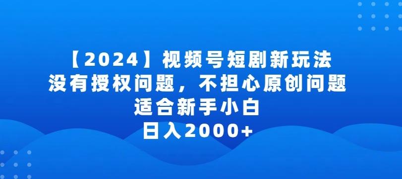 2024视频号短剧玩法，没有授权问题，不担心原创问题，适合新手小白，日入2000+【揭秘】-九洲网