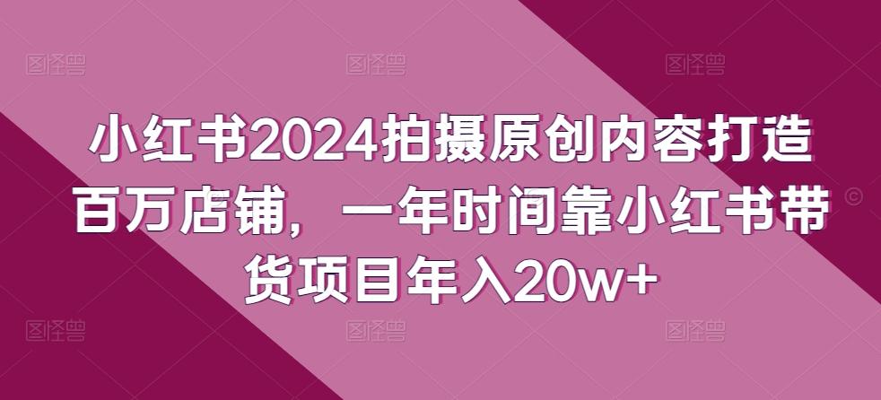 小红书2024拍摄原创内容打造百万店铺，一年时间靠小红书带货项目年入20w+-九洲网