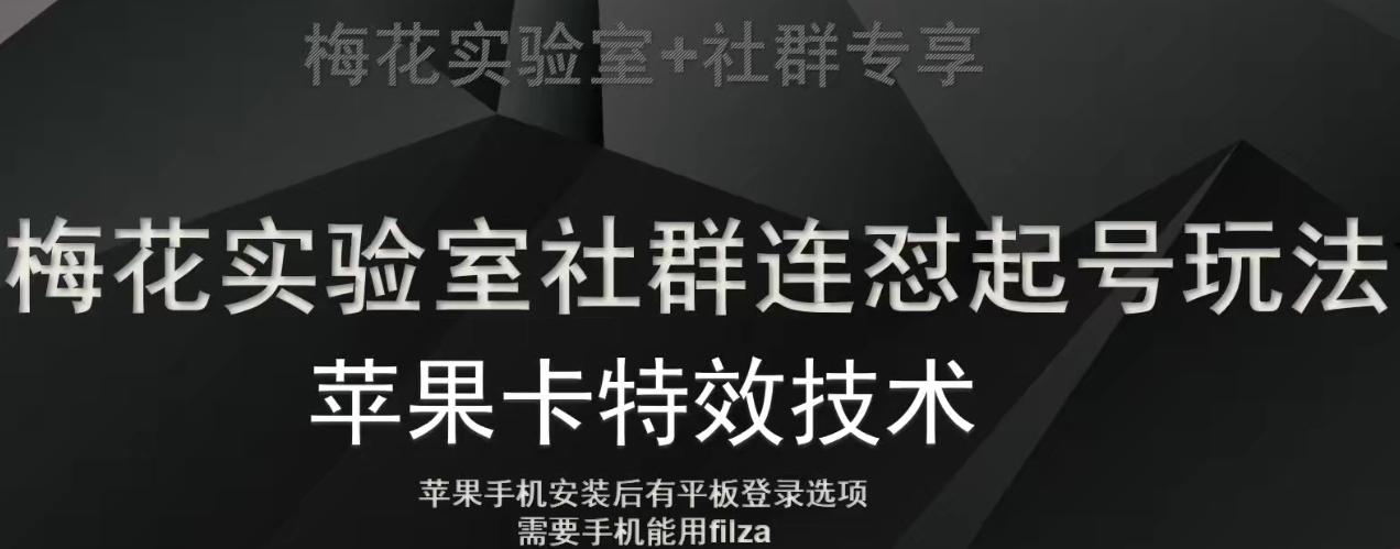 梅花实验室社群视频号连怼起号玩法，最新苹果卡特效技术-九洲网