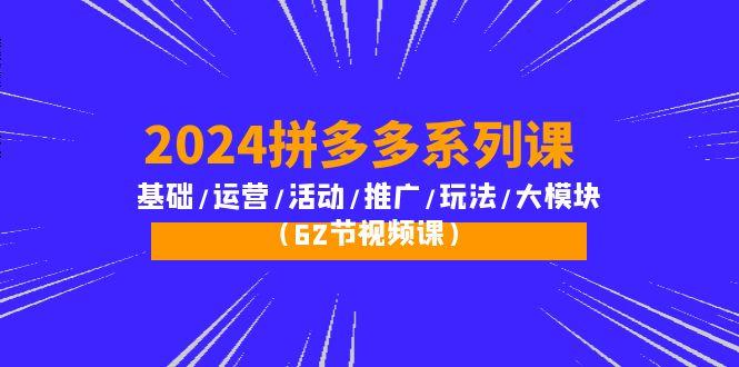 (10019期)2024拼多多系列课：基础/运营/活动/推广/玩法/大模块(62节视频课)-九洲网
