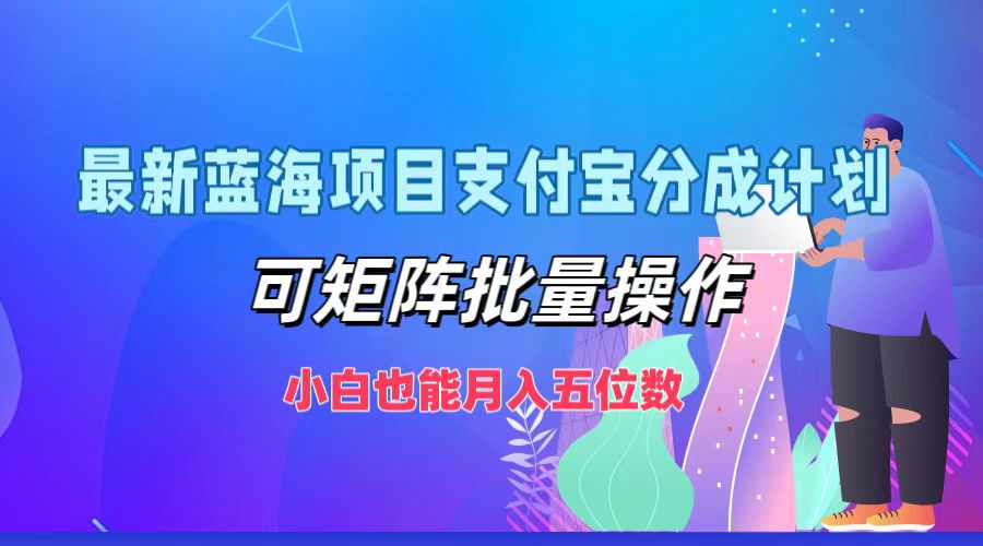 最新蓝海项目支付宝分成计划，可矩阵批量操作，小白也能月入五位数-九洲网