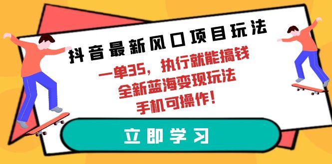 (9948期)抖音最新风口项目玩法，一单35，执行就能搞钱 全新蓝海变现玩法 手机可操作-九洲网