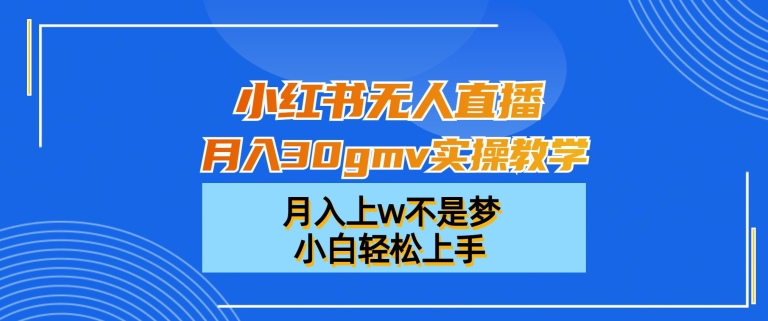 小红书无人直播月入30gmv实操教学，月入上w不是梦，小白轻松上手【揭秘】-九洲网