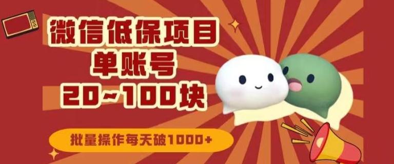 微信领低保单账号20元-100元，批量操作每天破1000+-九洲网