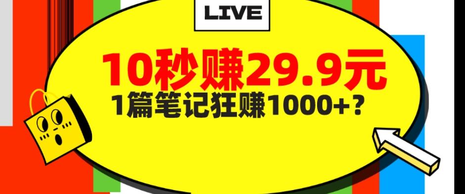 她，靠1个软件，10秒赚29.9元，1篇笔记狂赚1000+？-九洲网