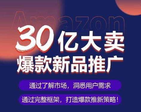 亚马逊·30亿大卖爆款新品推广，可复制、全程案例实操的爆款推新SOP-九洲网