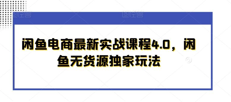 闲鱼电商最新实战课程4.0，闲鱼无货源独家玩法-九洲网