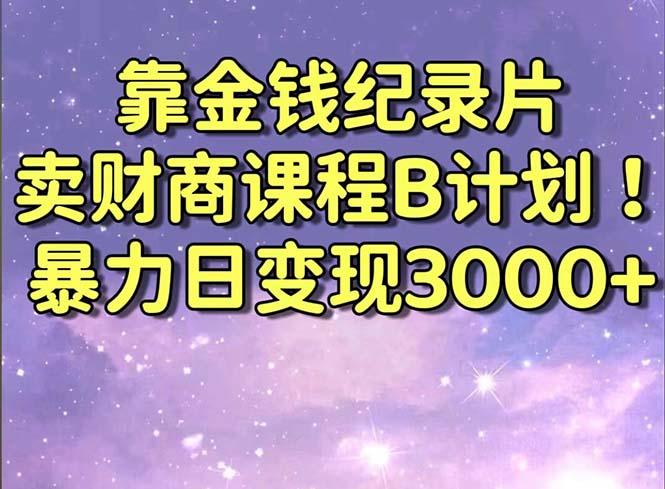 靠金钱纪录片卖财商课程B计划！暴力日变现3000+，喂饭式干货教程！-九洲网