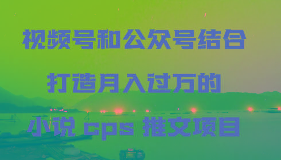 视频号和公众号结合打造月入过万的小说cps推文项目-九洲网