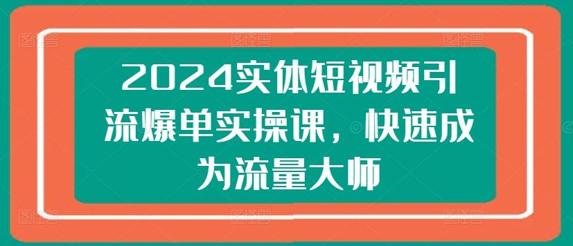 2024实体短视频引流爆单实操课，快速成为流量大师-九洲网