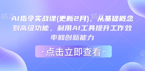 AI指令实战课(更新2月)，从基础概念到高级功能，利用AI工具提升工作效率和创新能力-九洲网
