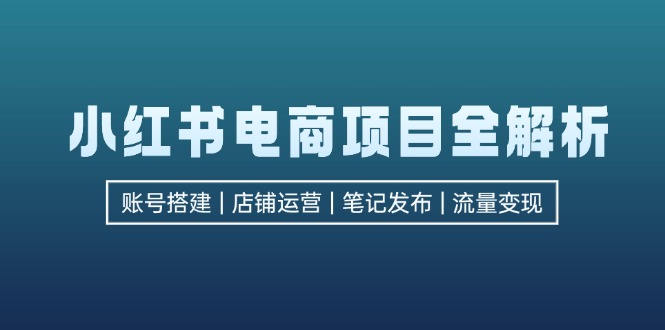 小红书电商项目全解析，包括账号搭建、店铺运营、笔记发布  实现流量变现-九洲网