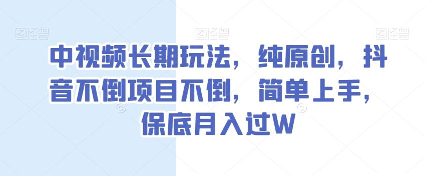 中视频长期玩法，纯原创，抖音不倒项目不倒，简单上手，保底月入过W【揭秘】-九洲网