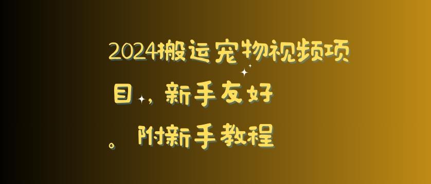 2024搬运宠物视频项目，新手友好，完美去重，附新手教程【揭秘】-九洲网