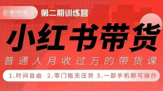 小Red书带货42天训练营 2.0版，宝妈+自由职+上班族+大学生，提高副业收入的大红利项目-九洲网