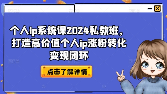 个人ip系统课2024私教班，打造高价值个人ip涨粉转化变现闭环-九洲网