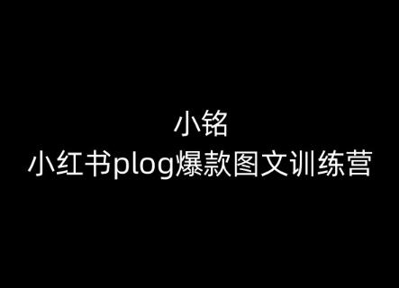 小铭-小红书plog爆款图文训练营，教你从0-1做小红书-九洲网