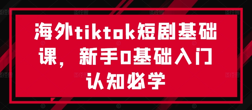 海外tiktok短剧基础课，新手0基础入门认知必学-九洲网