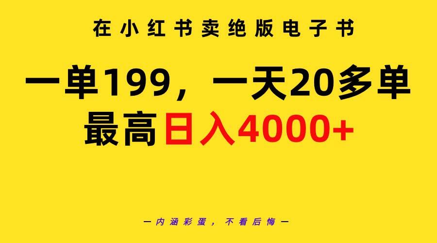 (9401期)在小红书卖绝版电子书，一单199 一天最多搞20多单，最高日入4000+教程+资料-九洲网