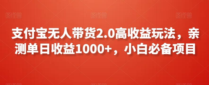 支付宝无人带货2.0高收益玩法，亲测单日收益1000+，小白必备项目【揭秘】-九洲网